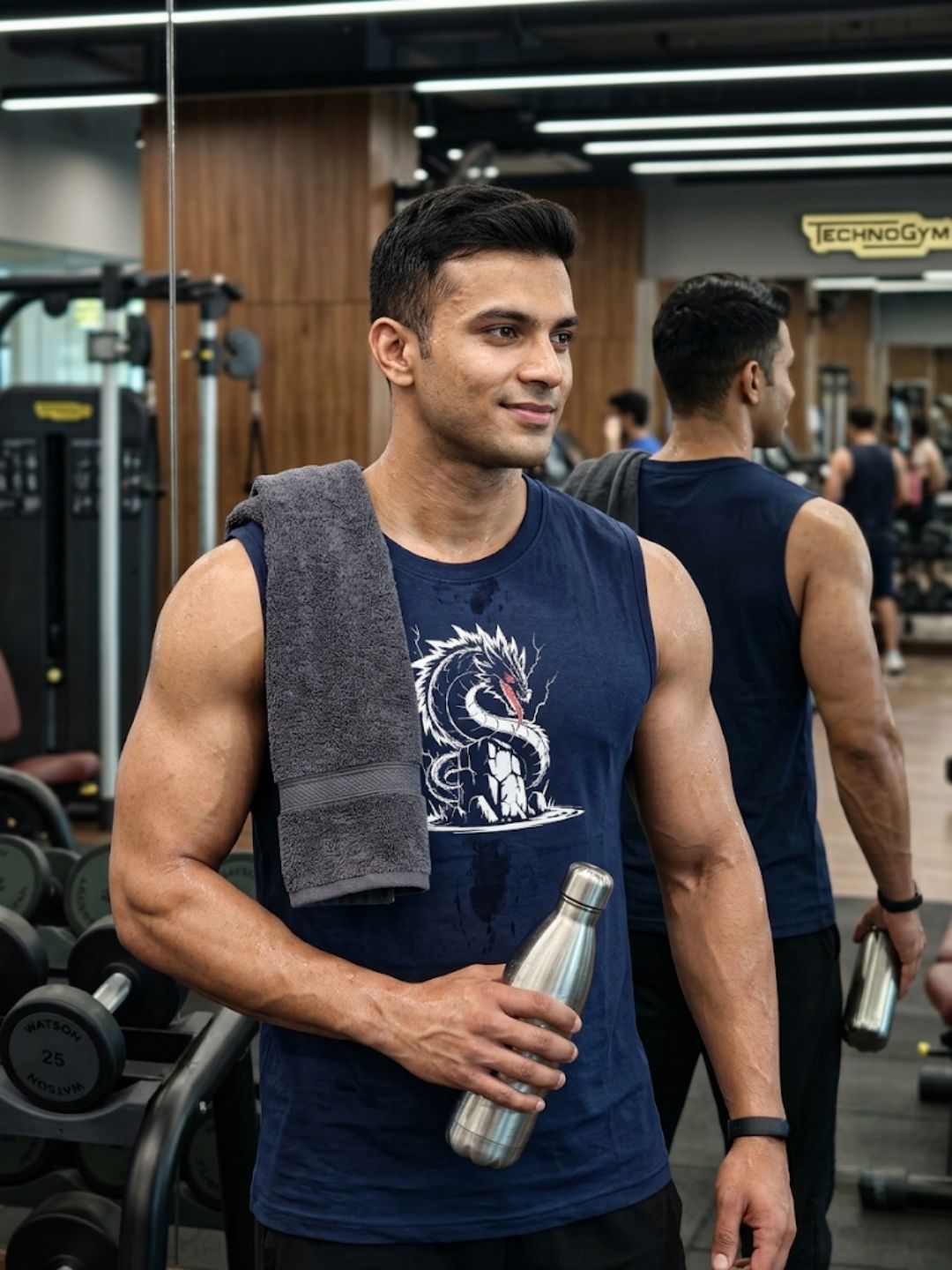 White Storm Dragon Muscle Tank – Navy Blue