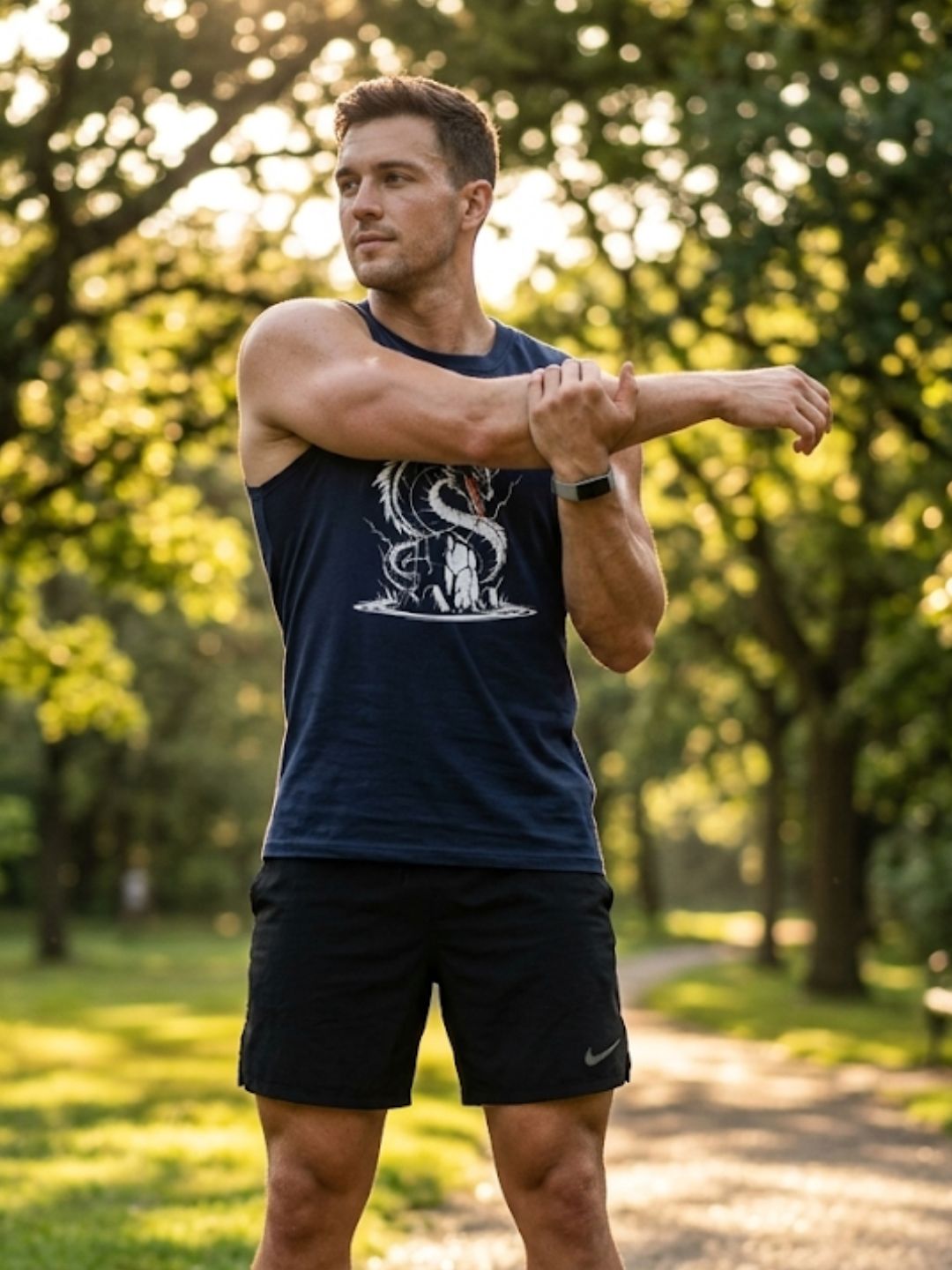 White Storm Dragon Muscle Tank – Navy Blue
