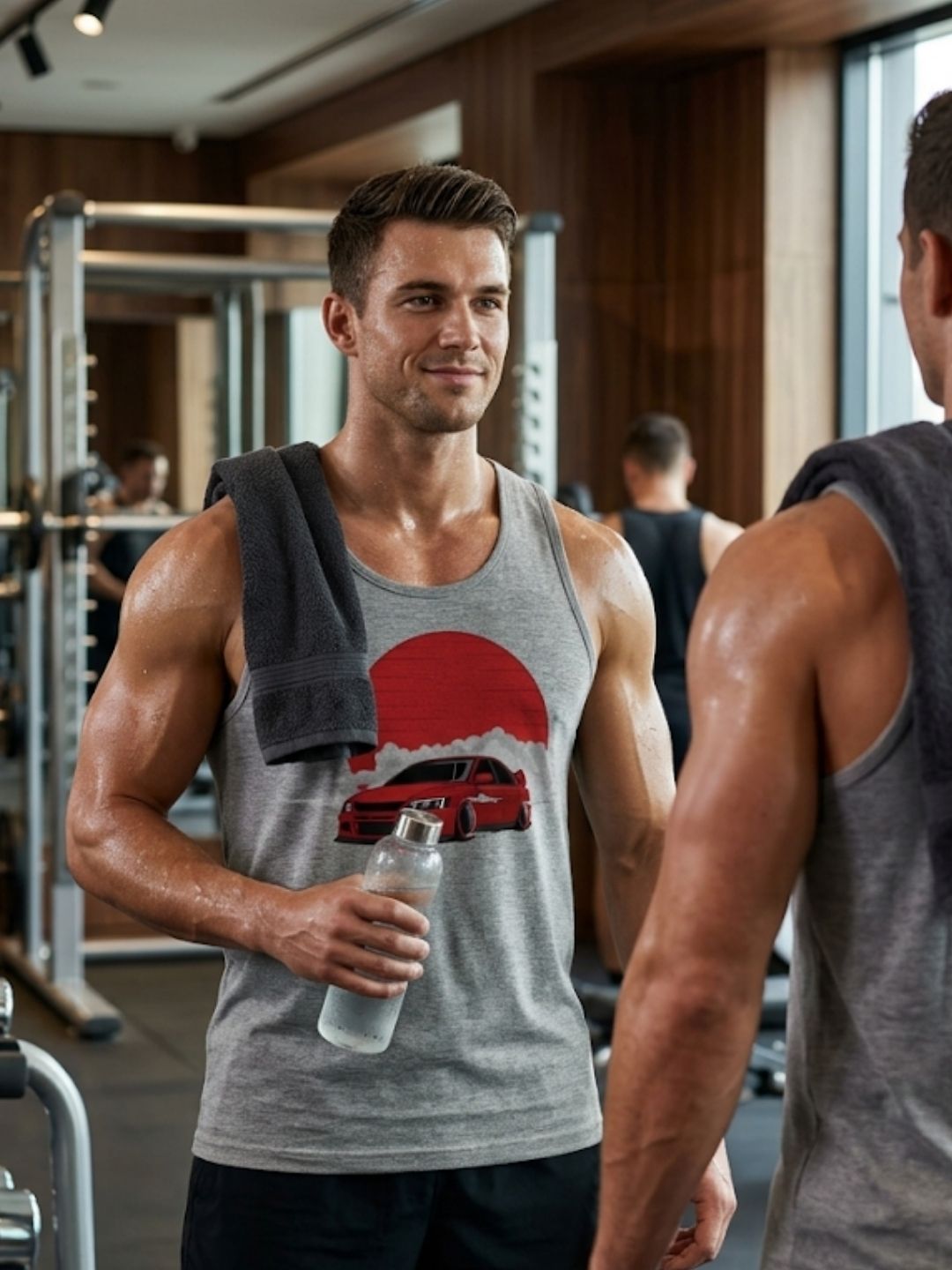 JDM Drift Car Red Sun Muscle Tank – Men’s Grey