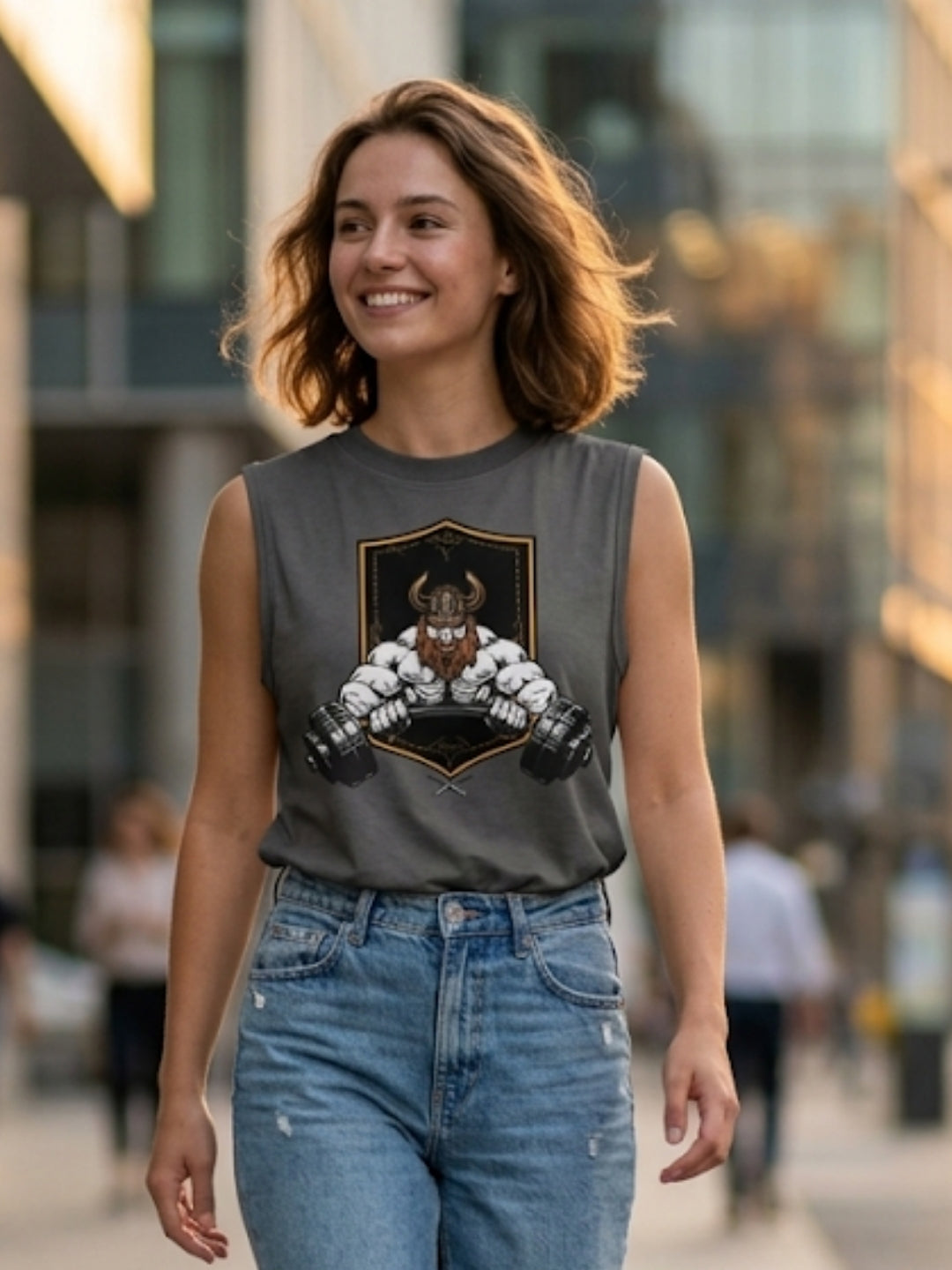 Viking Warrior Dumbbell Muscle Tank – Women’s Grey