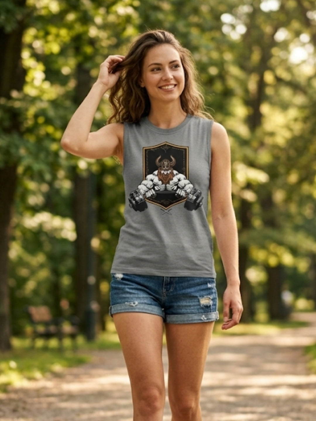 Viking Warrior Dumbbell Muscle Tank – Women’s Grey