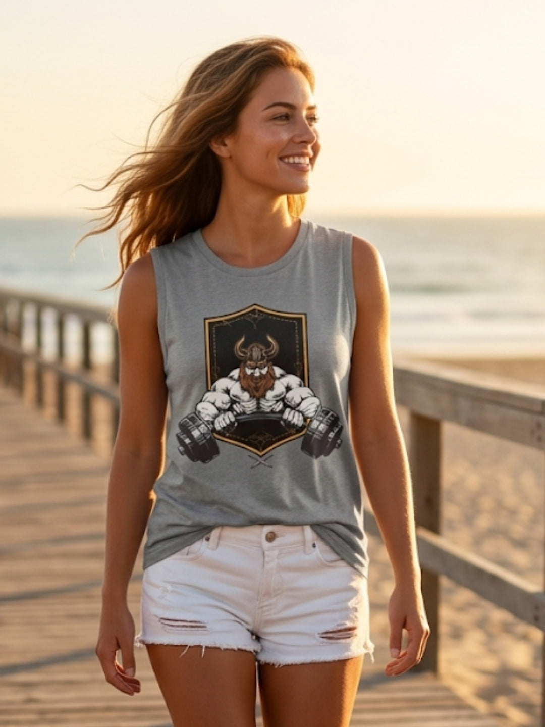 Viking Warrior Dumbbell Muscle Tank – Women’s Grey