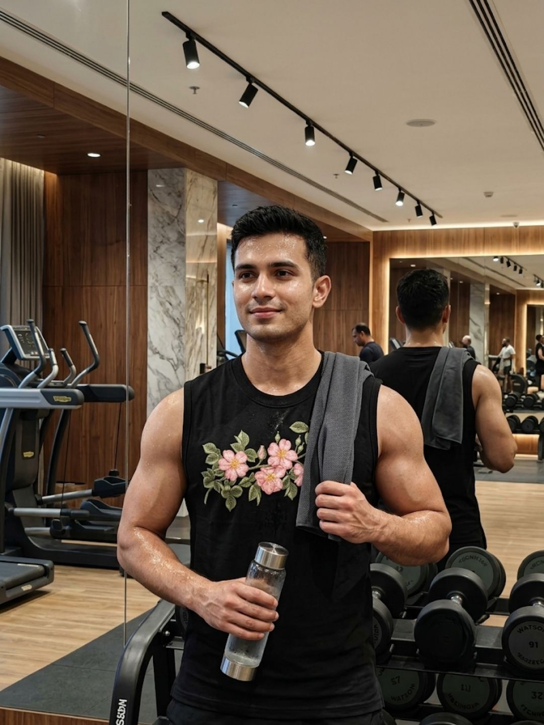 Cherry Blossom Garland Muscle Tank – Black