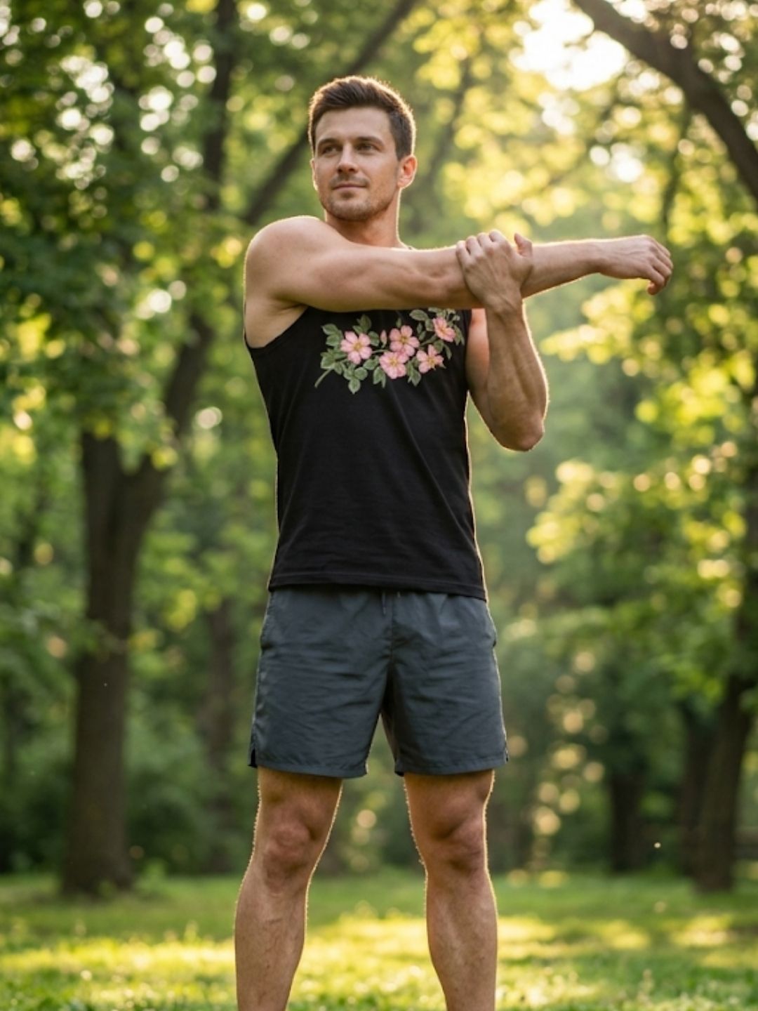 Cherry Blossom Garland Muscle Tank – Black