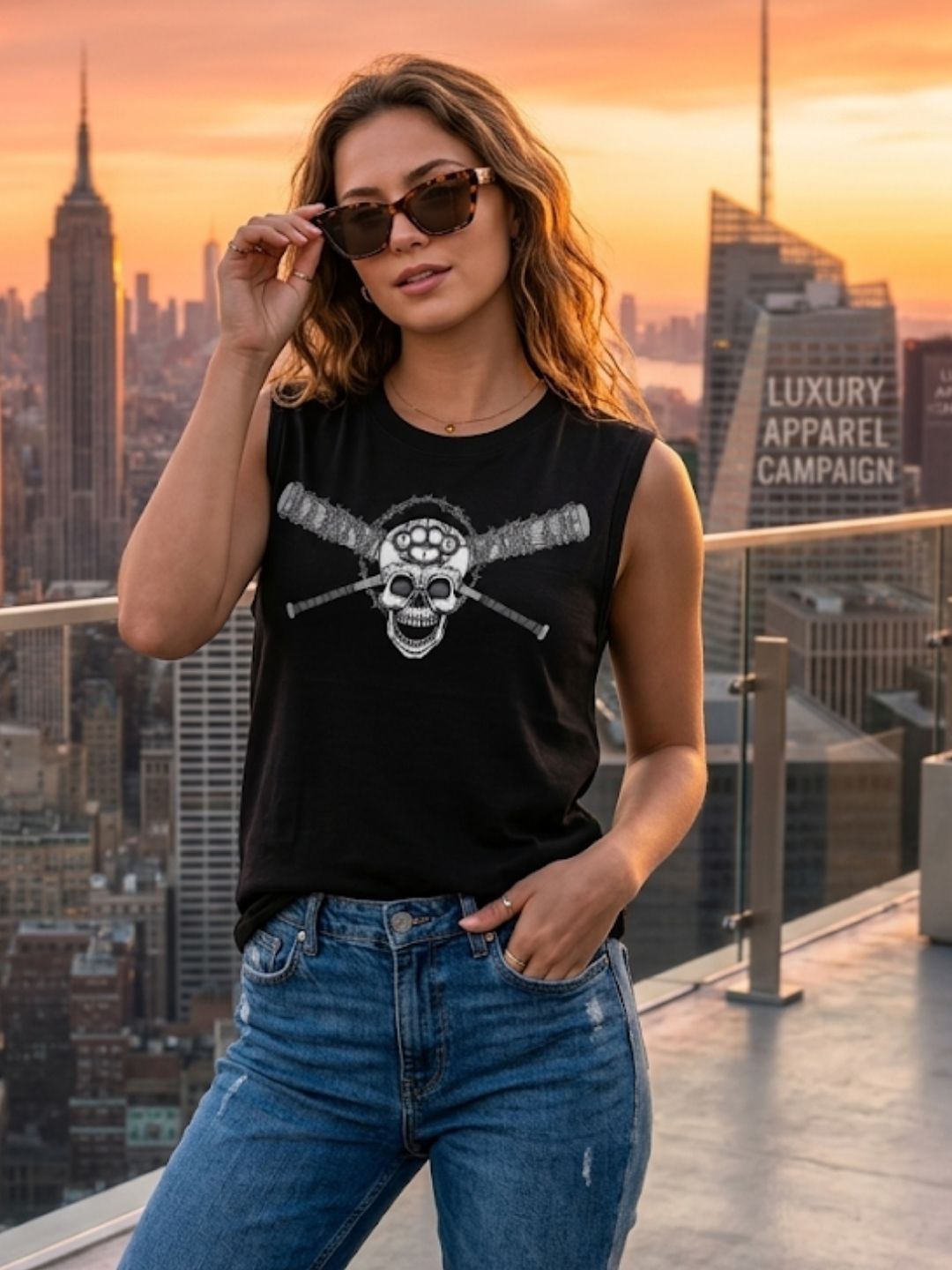 Skull & Crossbats Muscle Tank – Women’s Black
