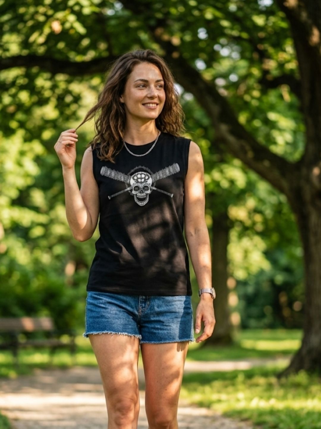 Skull & Crossbats Muscle Tank – Women’s Black