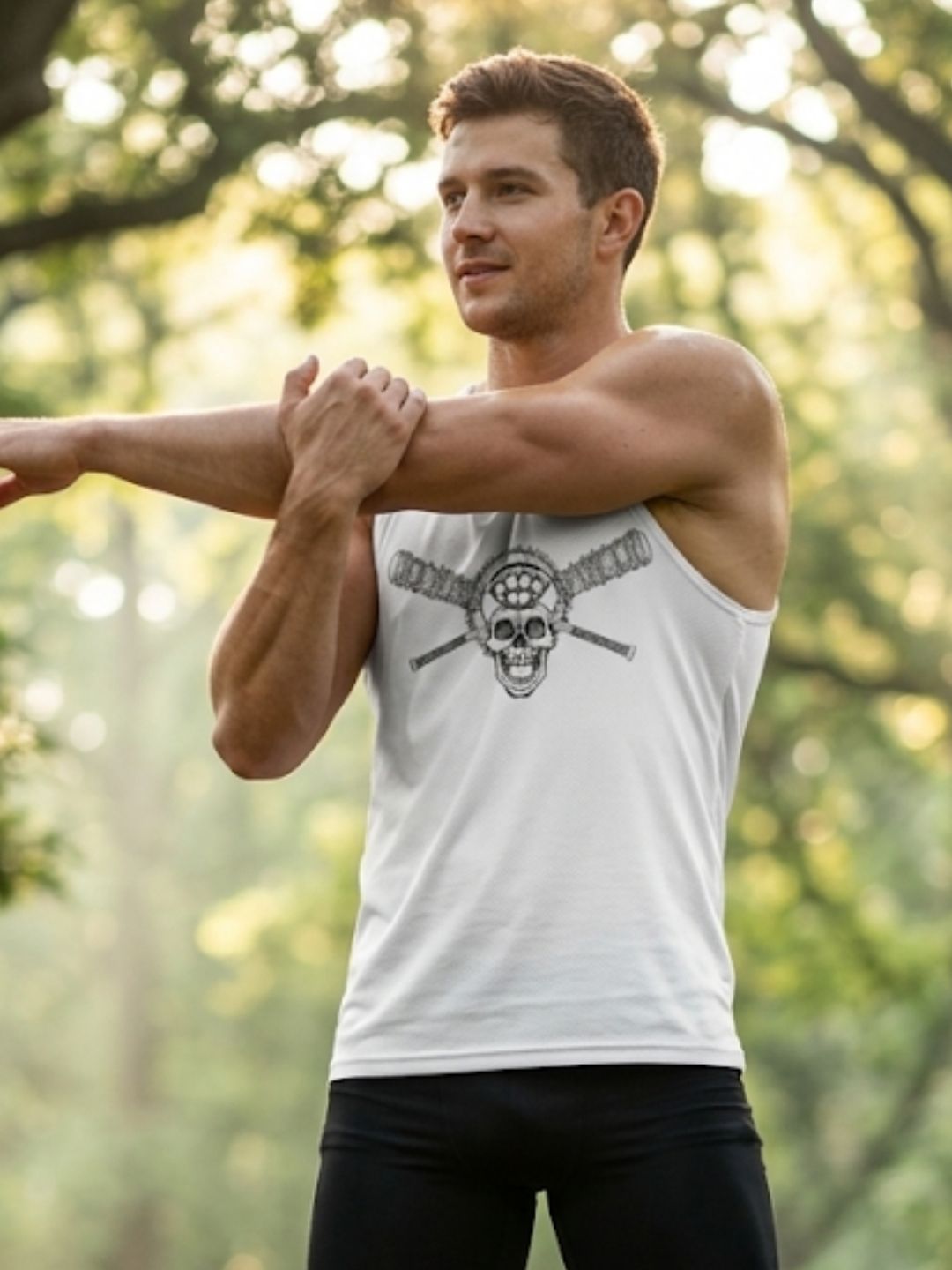 Stay Hard Skull Crossed Bats Muscle Tank – Men’s White