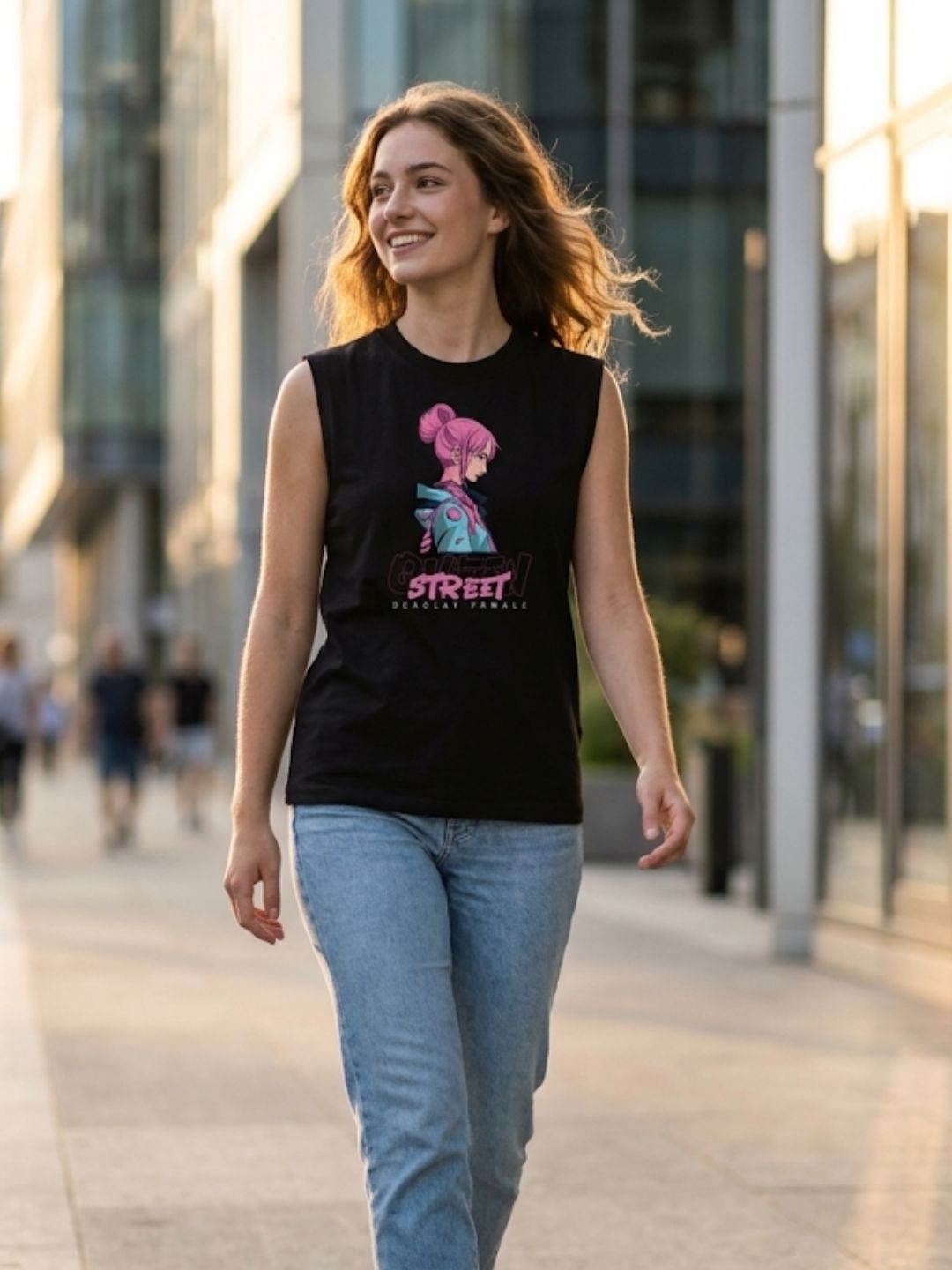 Street Deadlay Female Anime Muscle Tank – Women’s Black