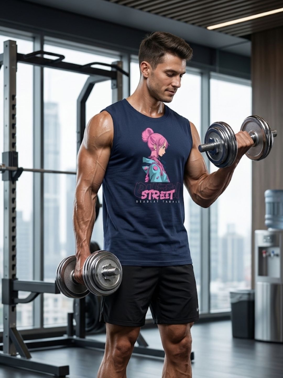 Street Deadsat Yamale Anime Muscle Tank – Navy Blue