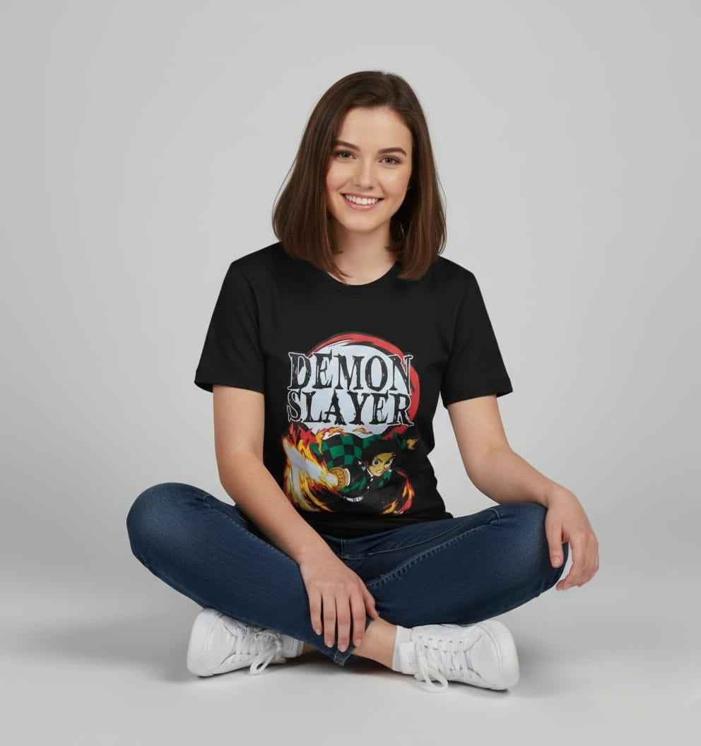 Demon Slayer Tanjiro Graphic Tee – Black