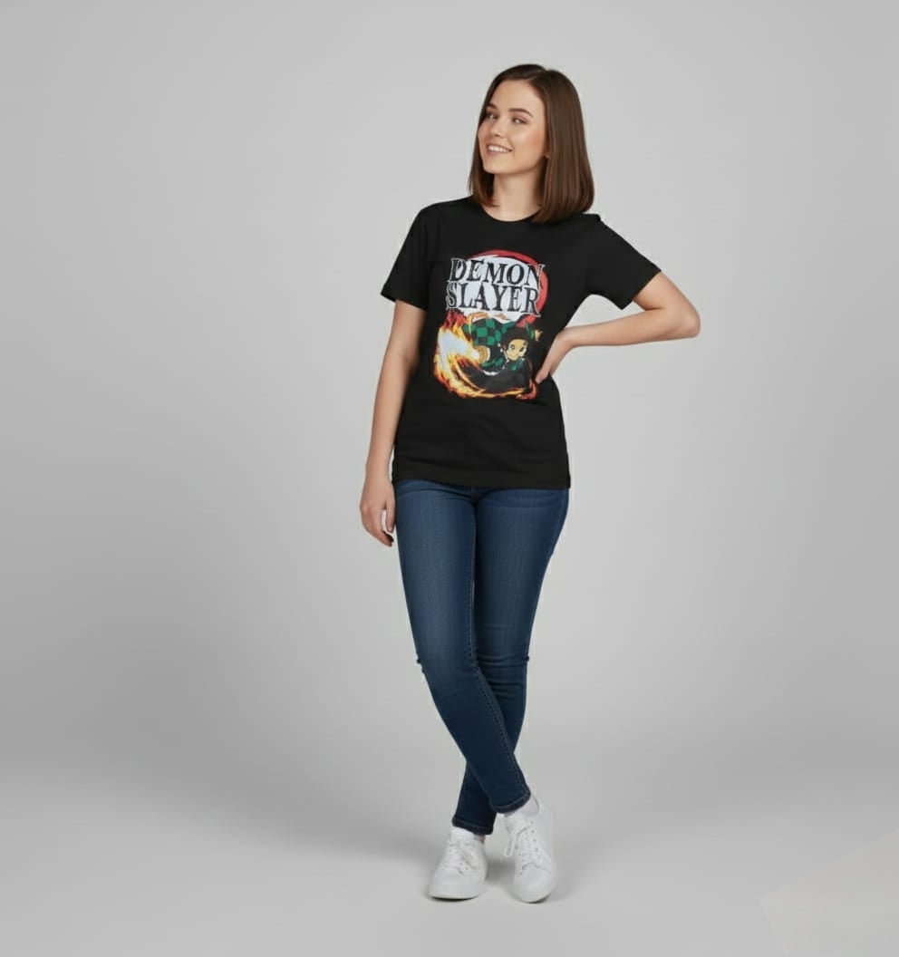 Demon Slayer Tanjiro Graphic Tee – Black