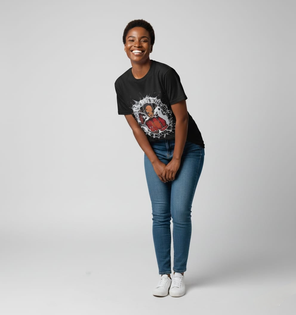 One Punch Saitama Shatter Graphic Tee – Black
