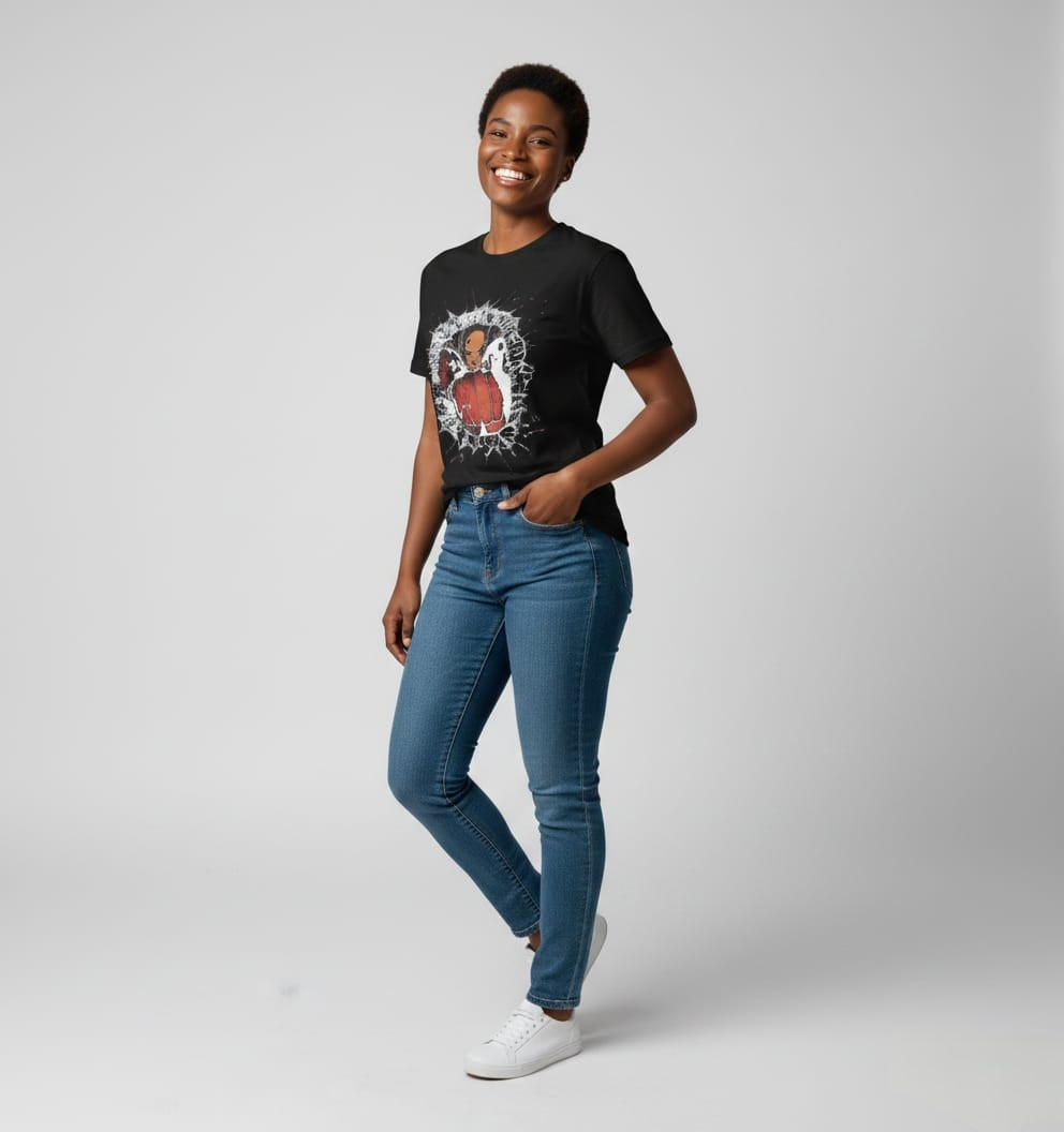 One Punch Saitama Shatter Graphic Tee – Black