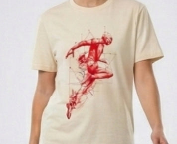 Geometric Runner Graphic Tee – Cream