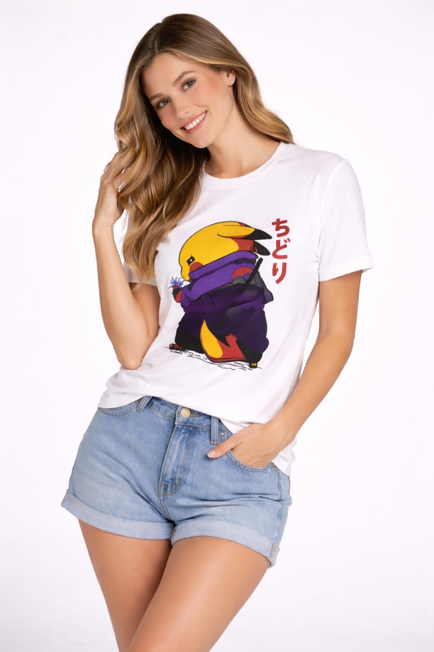 Pikachu Chidori Graphic Tee – White