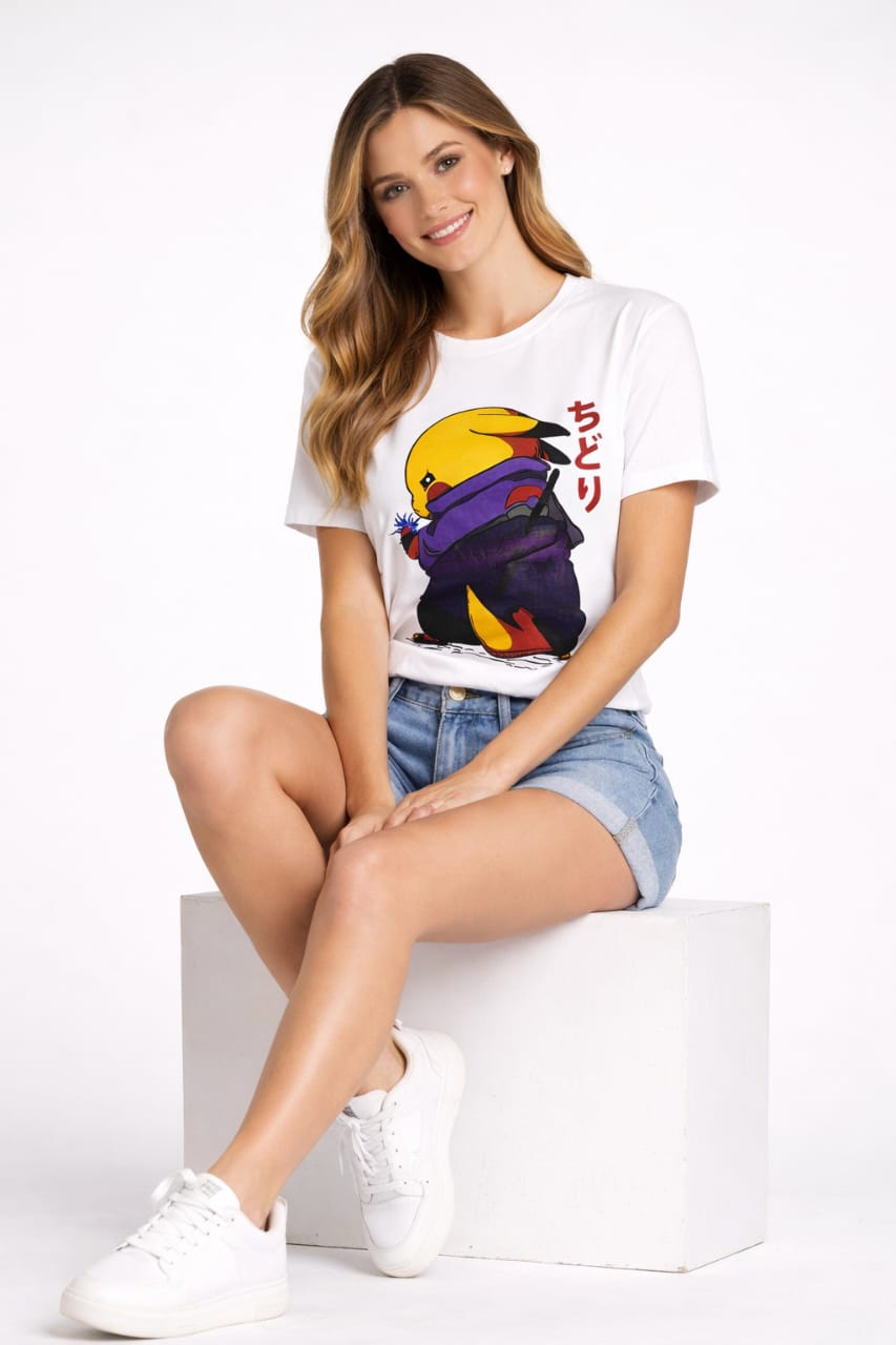 Pikachu Chidori Graphic Tee – White
