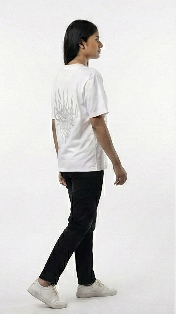 Silver Flame Demon Eye Graphic Tee – White