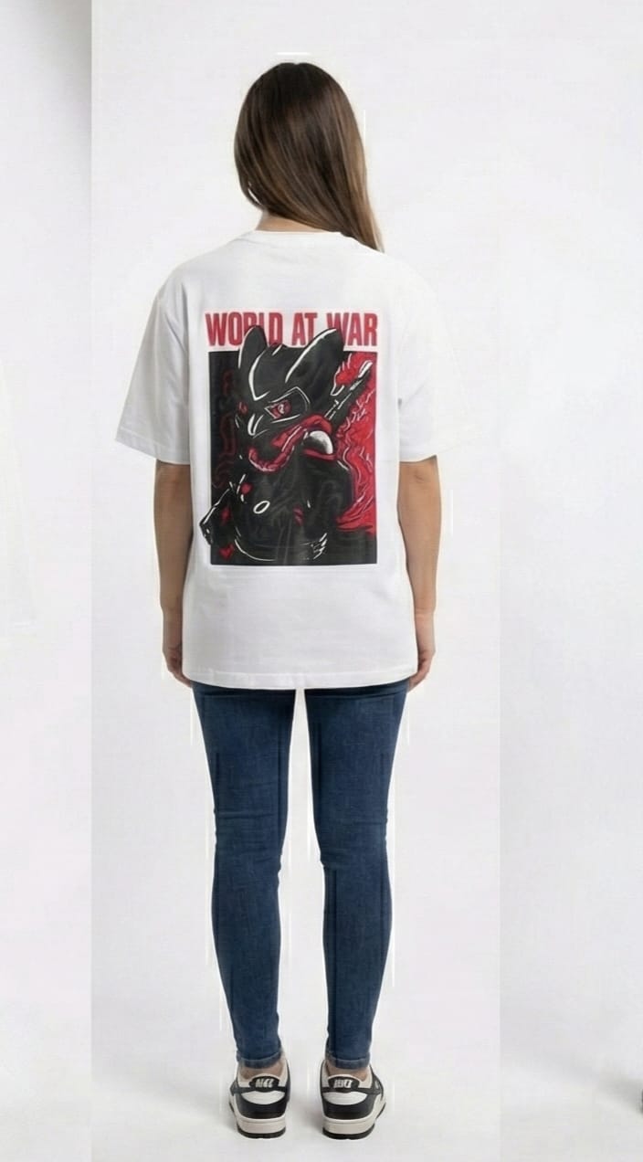 World At War Dragon Graphic Tee – White