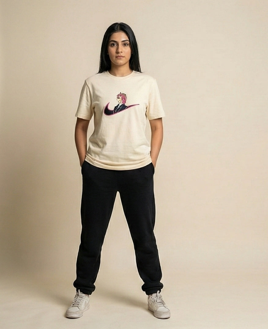 Anime Swoosh Graphic Tee – Cream