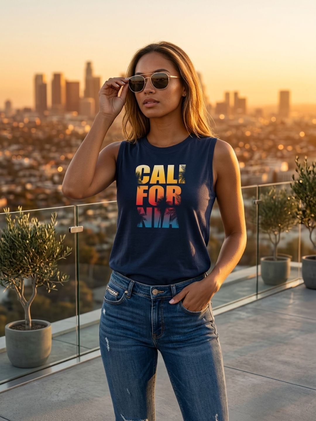 California Sunset Tank – Navy Blue (Women’s)