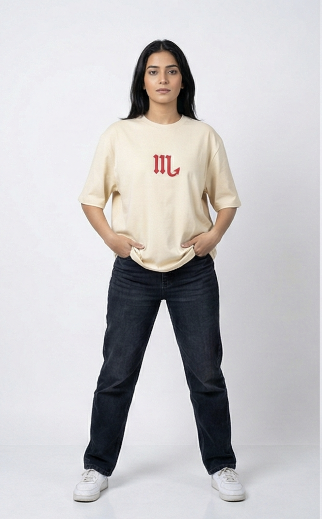 Scorpio Oversized Graphic Tee – Cream