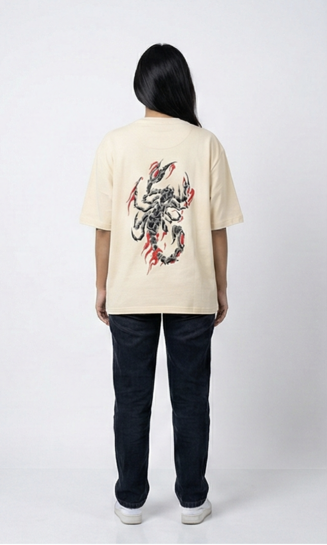 Scorpio Oversized Graphic Tee – Cream