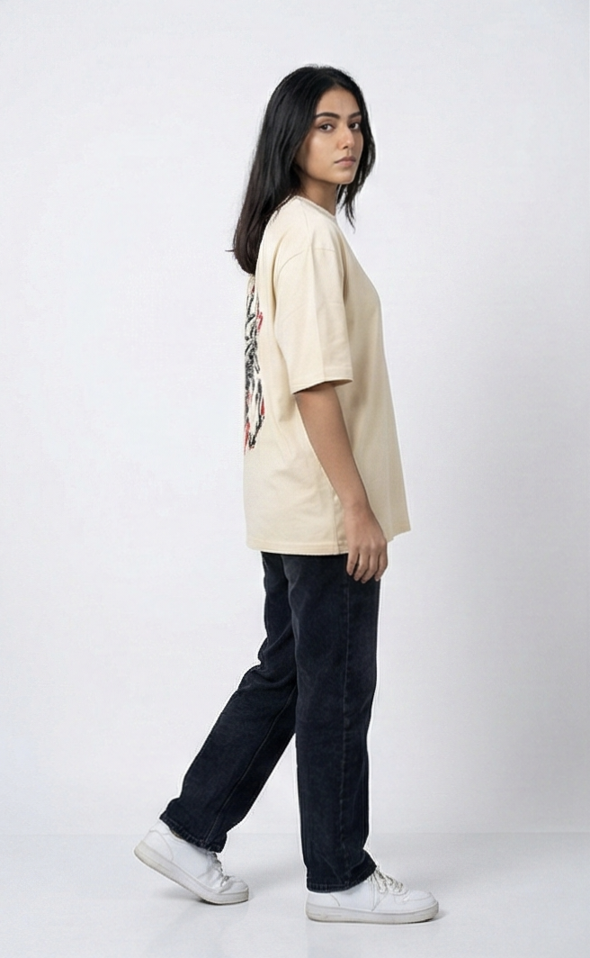Scorpio Oversized Graphic Tee – Cream