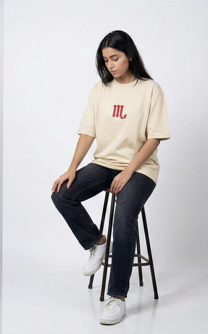 Scorpio Oversized Graphic Tee – Cream