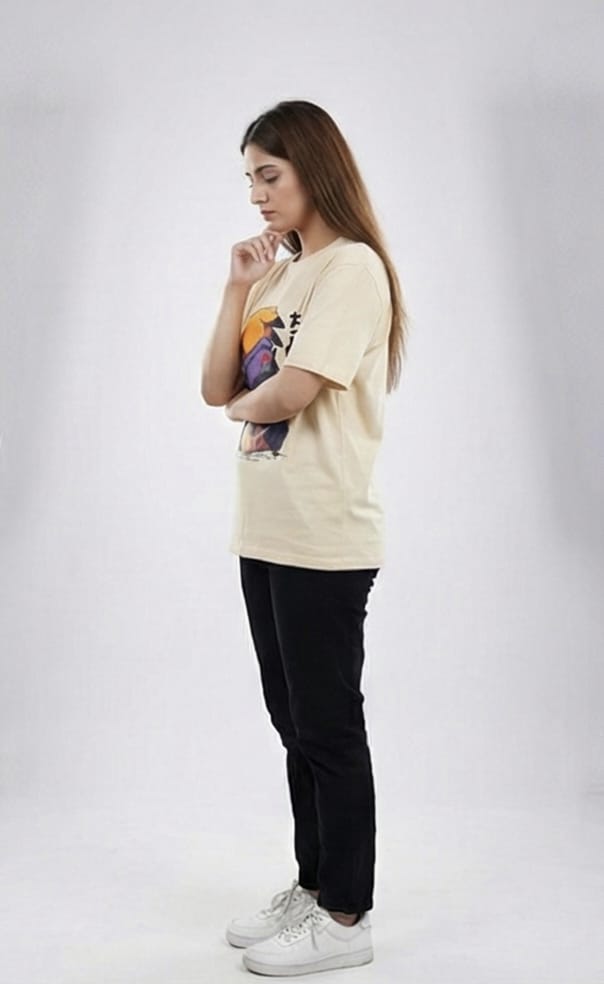 Chidori Chibi Anime Graphic Tee – Cream