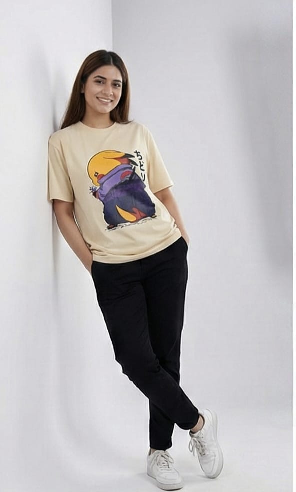 Chidori Chibi Anime Graphic Tee – Cream