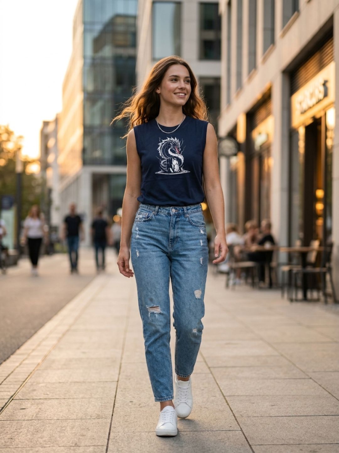 White Storm Dragon Tank – Navy Blue (Women’s)