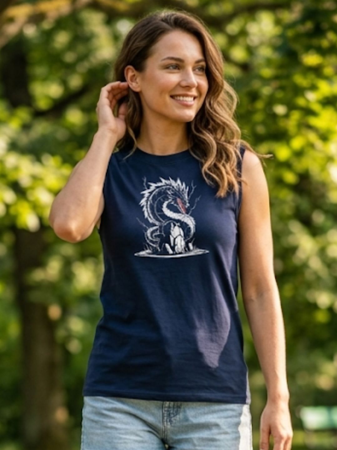 White Storm Dragon Tank – Navy Blue (Women’s)
