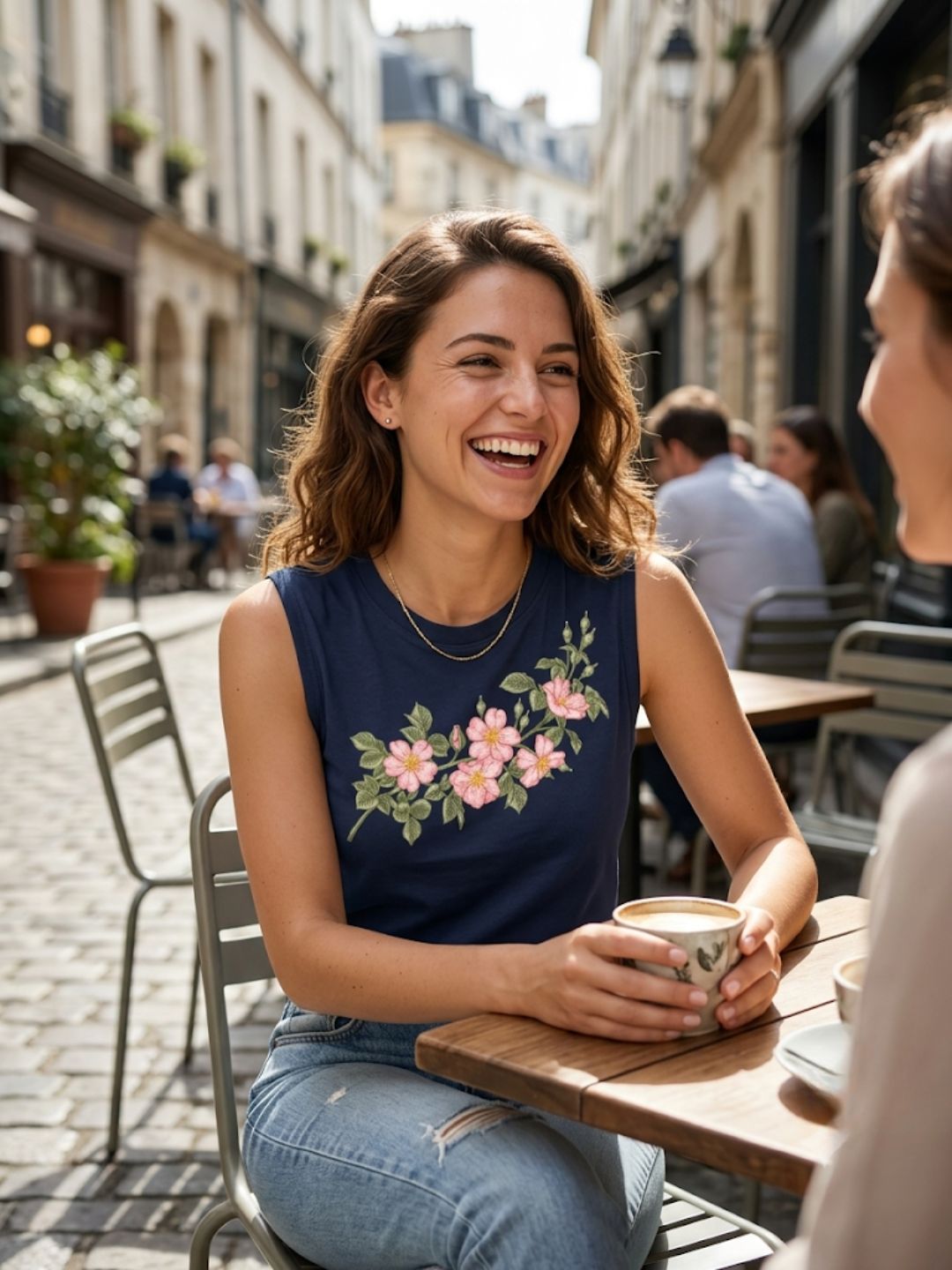 Cherry Blossom Garland Tank – Navy Blue (Women’s)