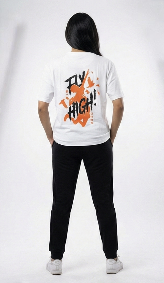 Anime Character Collage Graphic Tee – White