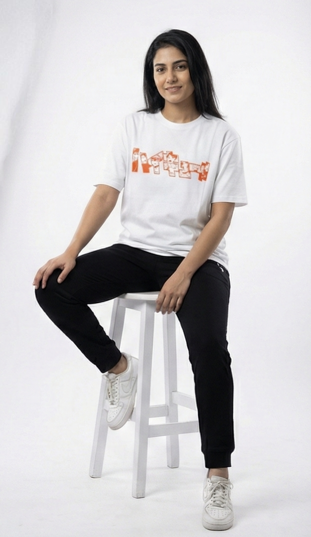 Anime Character Collage Graphic Tee – White