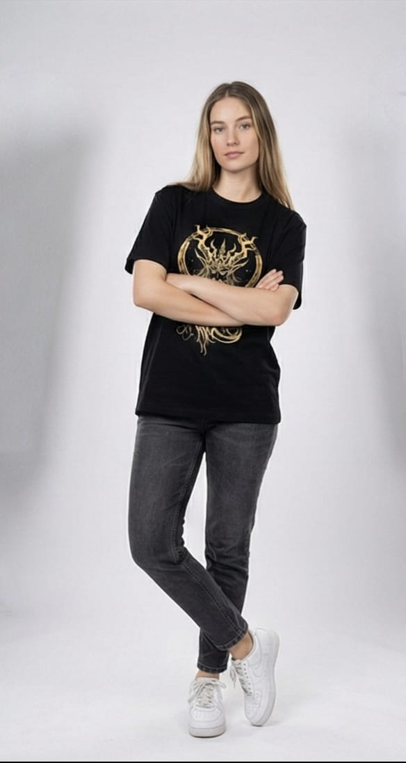 Golden Dagon Graphic Tee – Black