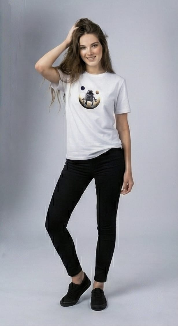 Astronaut Moon Graphic Tee – White