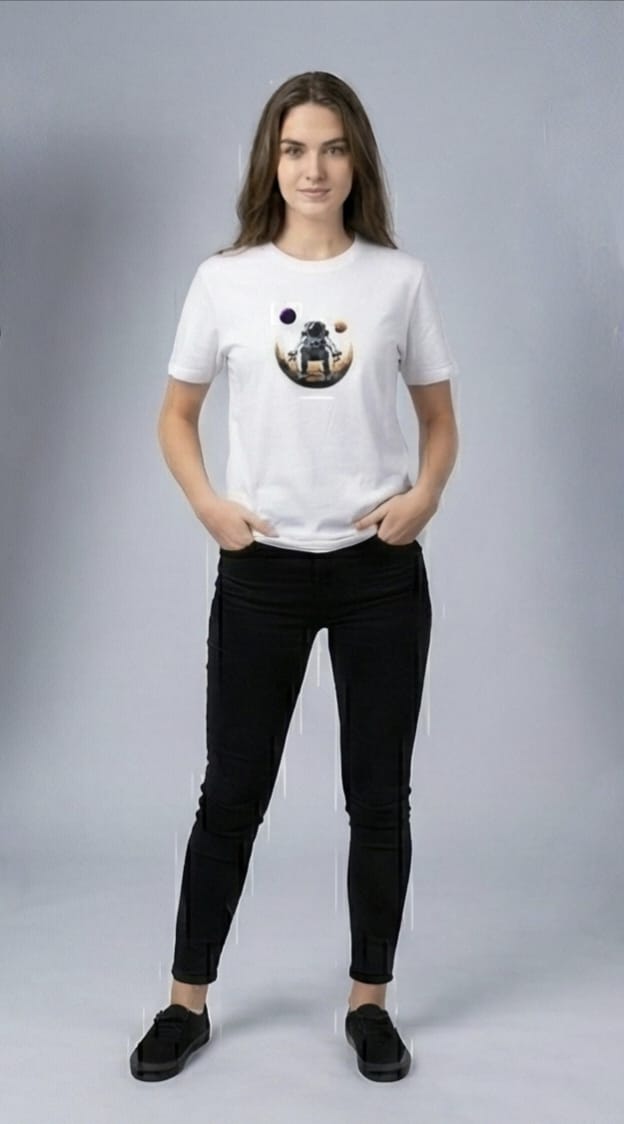Astronaut Moon Graphic Tee – White