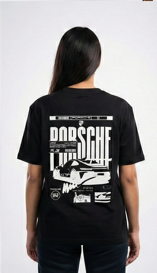 GT-R x Porsche Graphic Tee – Black