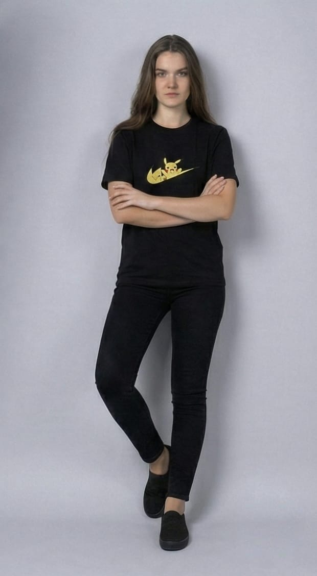 Pikachu Swoosh Graphic Tee – Black