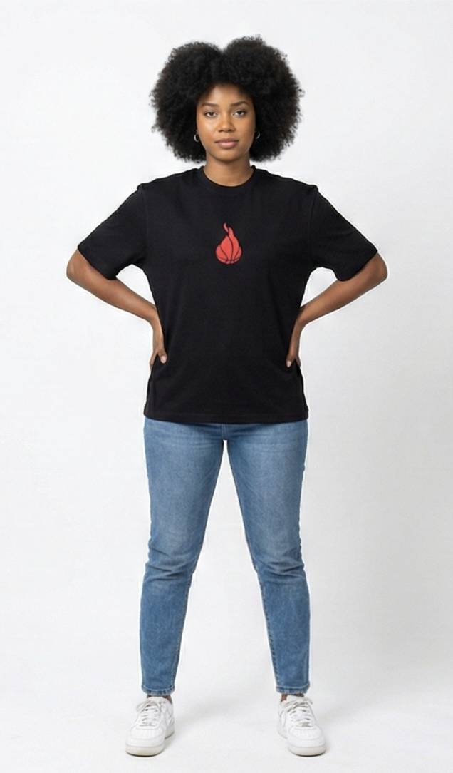Flame Ball x Cyan Warrior Graphic Tee – Black
