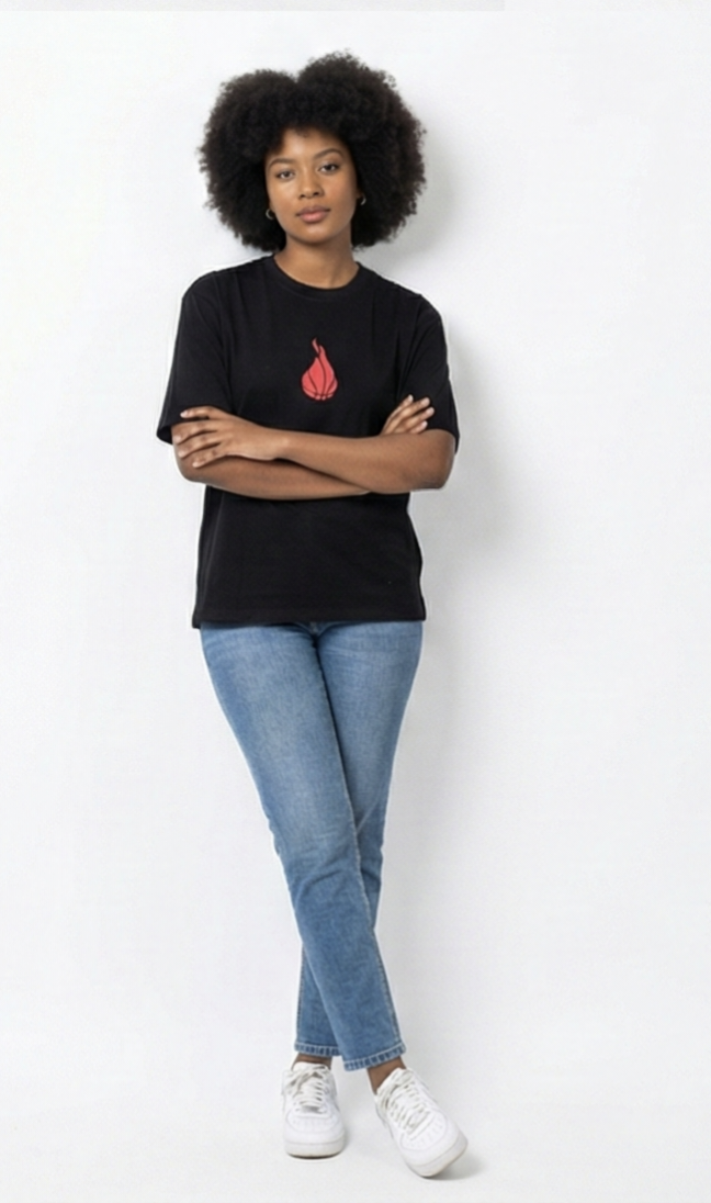 Flame Ball x Cyan Warrior Graphic Tee – Black