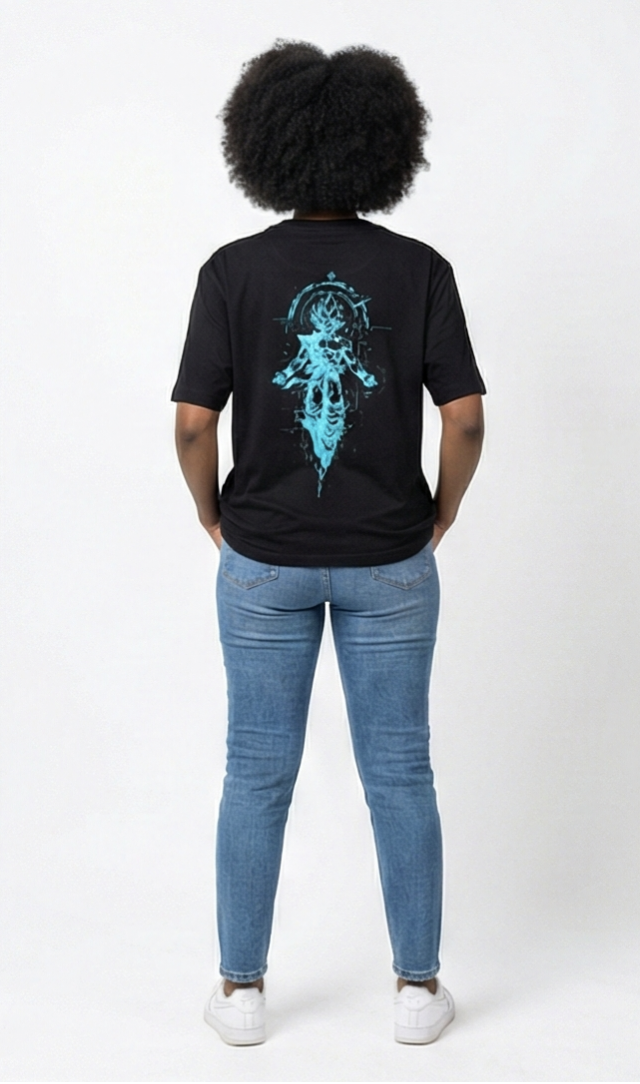 Flame Ball x Cyan Warrior Graphic Tee – Black