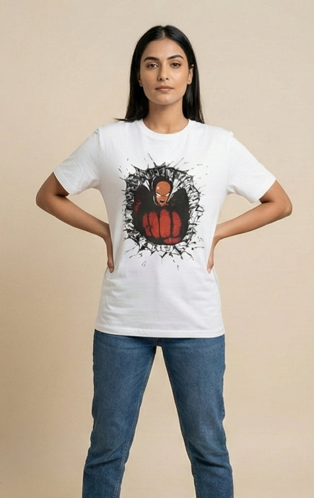 One Punch Saitama Graphic Tee – White