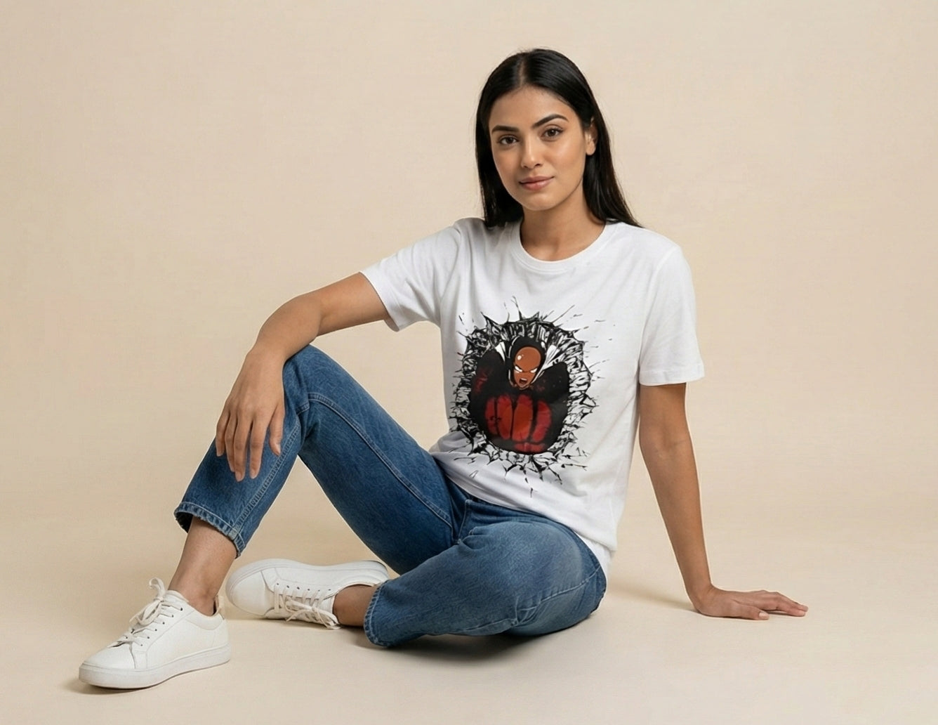 One Punch Saitama Graphic Tee – White