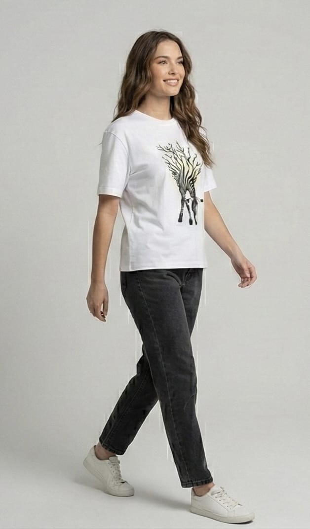 Zebra Tree Graphic Tee – White