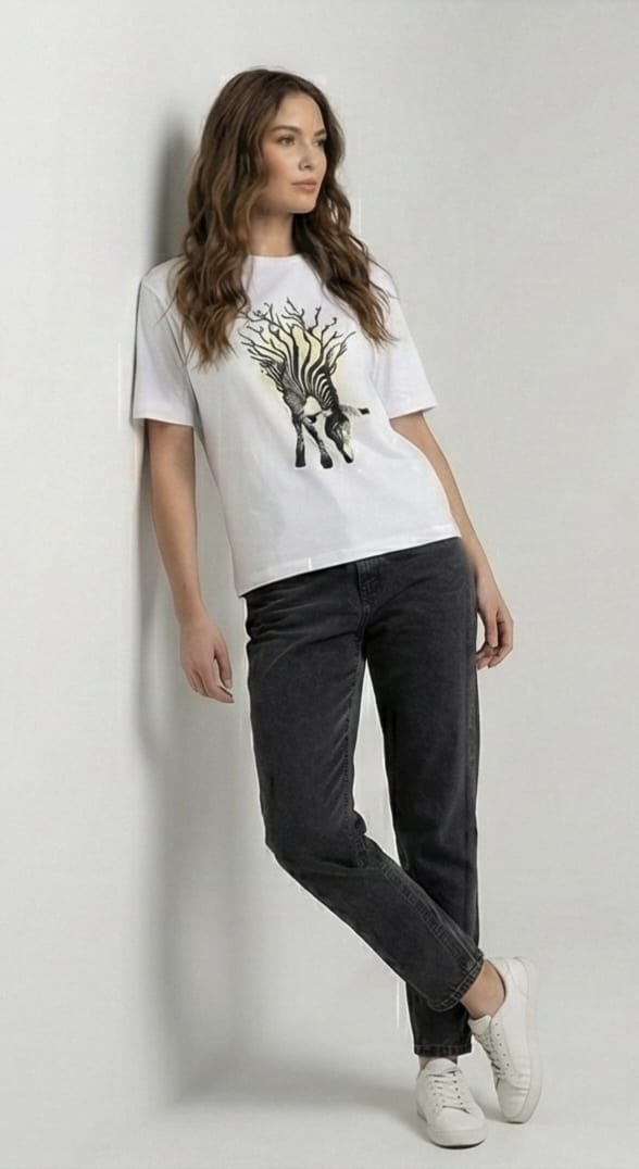 Zebra Tree Graphic Tee – White