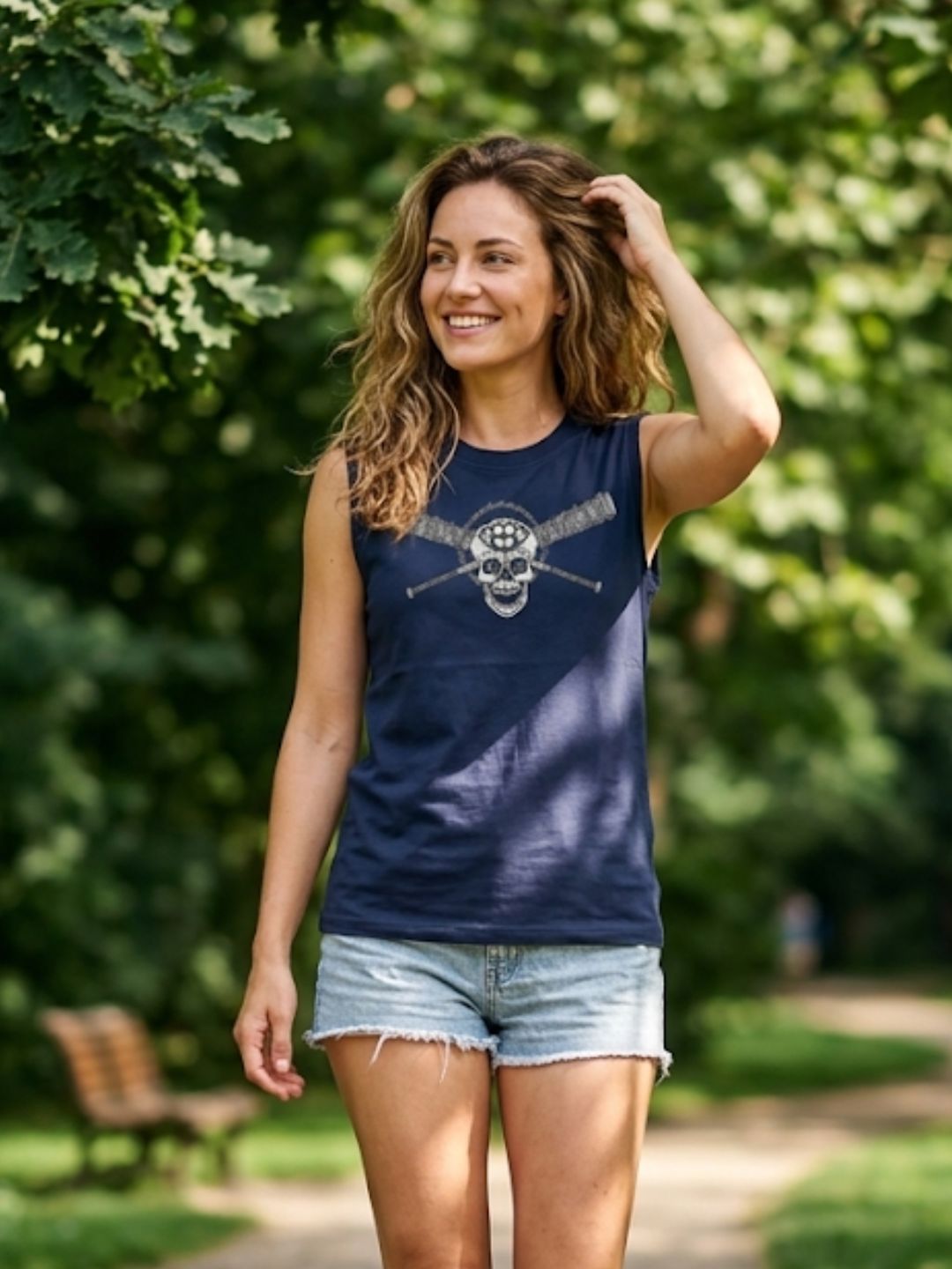 Skull & Crossbats Tank – Navy Blue (Women’s)