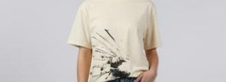 Abstract Ink Splash Oversized Tee – Cream