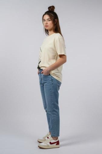 Abstract Ink Splash Oversized Tee – Cream